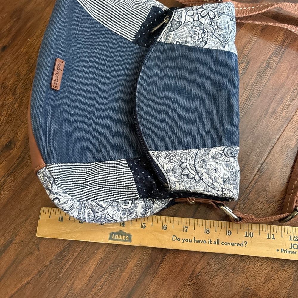 The Sak Sakroots Foldover Crossbody Bag blue denim Navy Desert - Picture 9 of 10